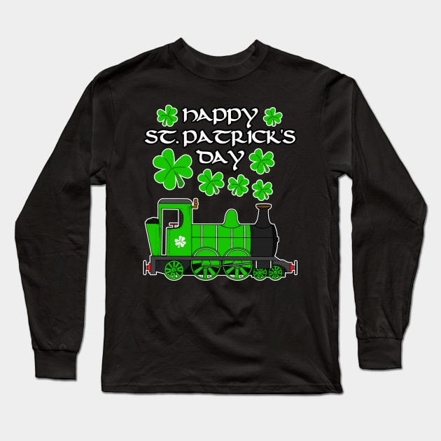 St. Patrick's Day Steam Train Model Railroad Enthusiast Long Sleeve T-Shirt by doodlerob